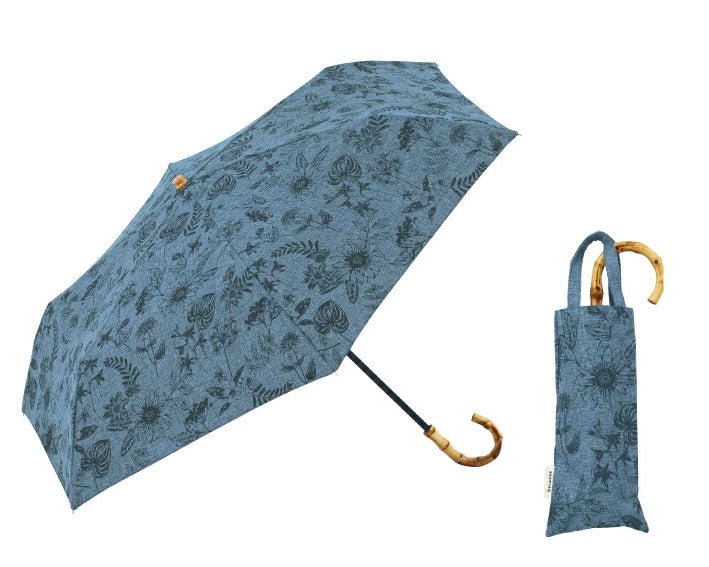 折りたたみ日傘|晴雨兼用 ボタニカルフラワー 紫外線カット|ネイビー|折りたたみ