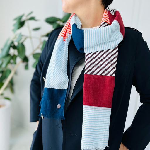 スカーフ コットンカラーボーダー