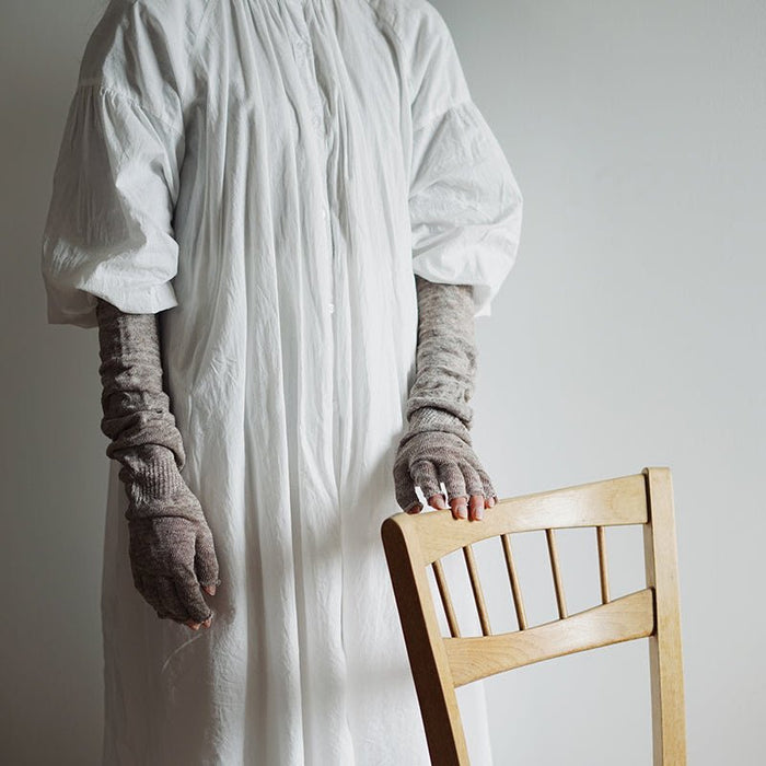 リネン100% 5本指・指ありアームカバー｜指先まで守る紫外線対策 春夏の天然素材 memeri ME0133