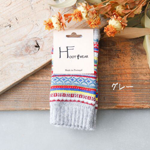 ポルトガル ウール混 柄編みソックス FAIR ISLE