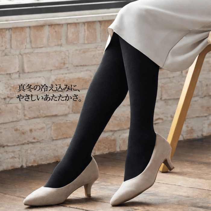 中厚タイツ 天然素材50％ 綿・シルク・メリノウール混 ｜真冬の冷え込みにやさしいあたたかさ