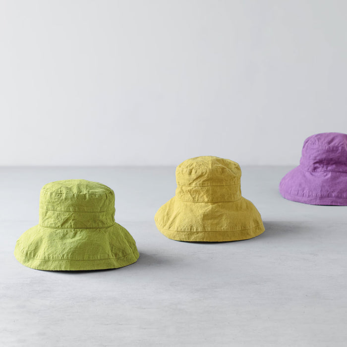 リネンハット つば広 UVカット 洗える レディース マノン アーリーパープル Lino e Lina リトアニアリネン