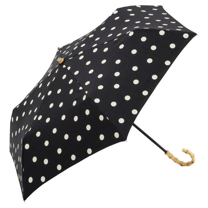 折りたたみ日傘| 晴雨兼用 ドット バンブーハンドル 紫外線カット