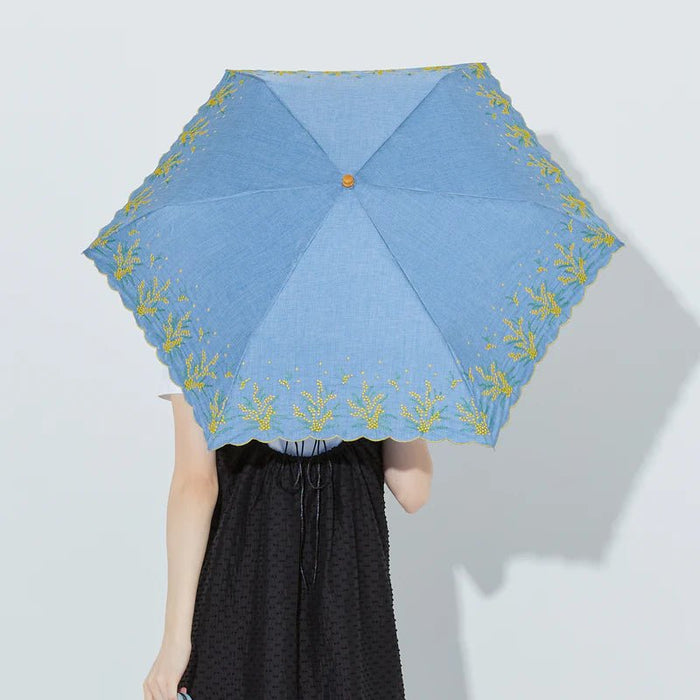 折りたたみ日傘｜晴雨兼用 ミモザ刺繍 紫外線カット