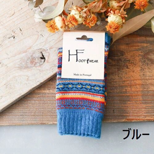 ポルトガル ウール混 柄編みソックス FAIR ISLE